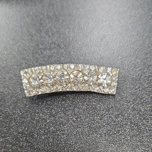 Antique/vintage Art Deco 1930s Foiled Rhinestone Bar Brooch Pin Curved
